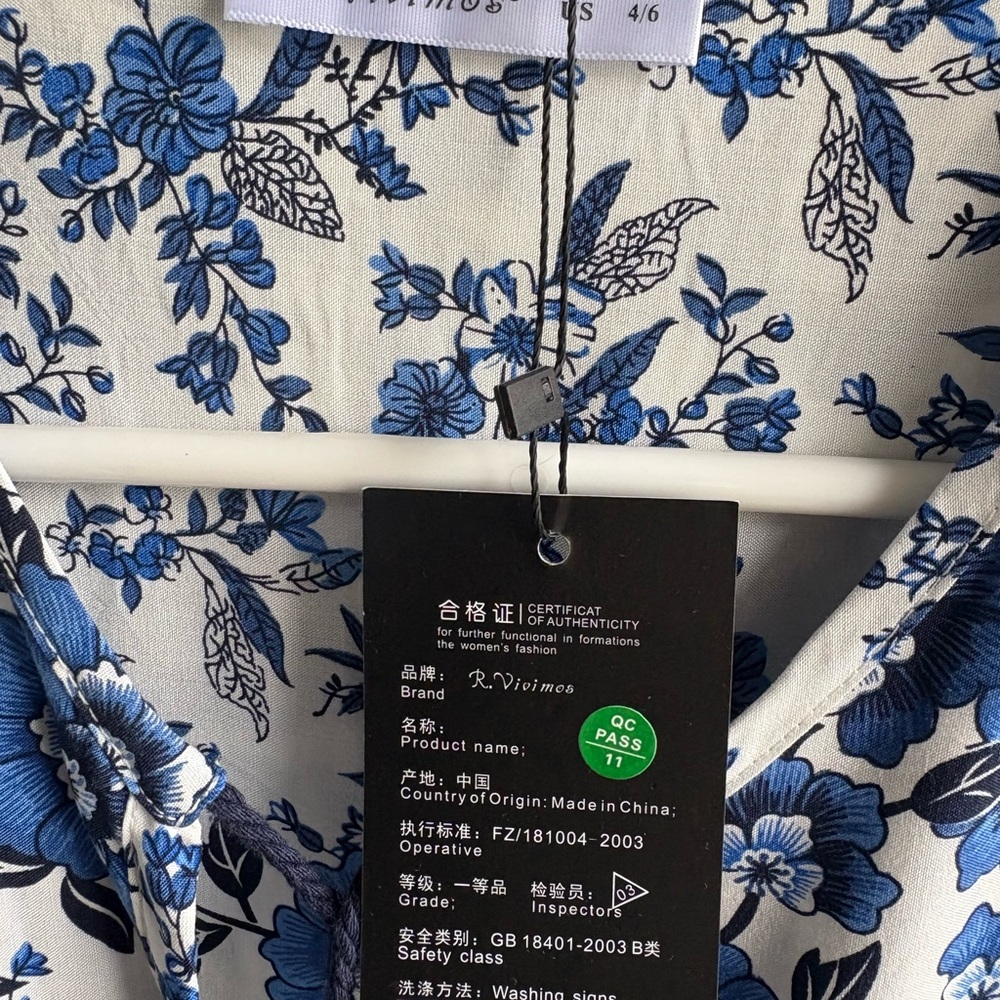Blue Floral Long Sleeve Dress - Picture 3 of 3